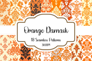 Orange Damask Seamless Patterns, a Pattern Graphic by PrintablesByFranklyn
