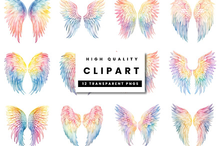 Pastel Angel Wings Clipart Set