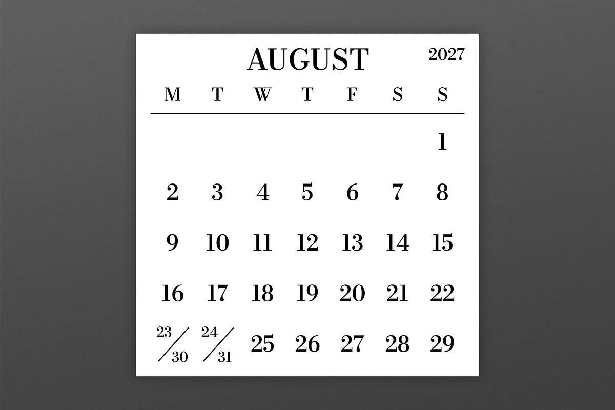 2027 Large MON-SUN 12x12 Calendar, a Stationery Template by Running With Foxes (Photo 4 of 5)