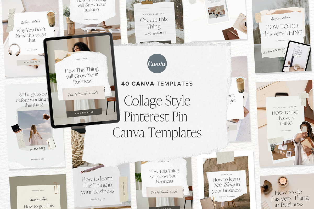 Collage Pinterest Pin Canva Template, a Templates & Theme by Tabitha Emma (Photo 1 of 6)