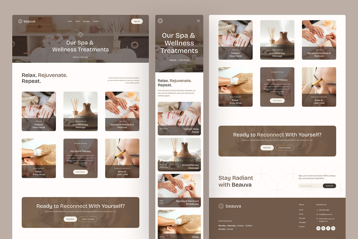 Beauty Spa & Wellness Website, an UI Kit Template by peterdraw (Photo 4 of 7)