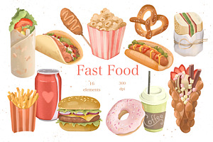 Street Fast Food Clipart PNG, a Food Illustration by ArtGiftsStudio