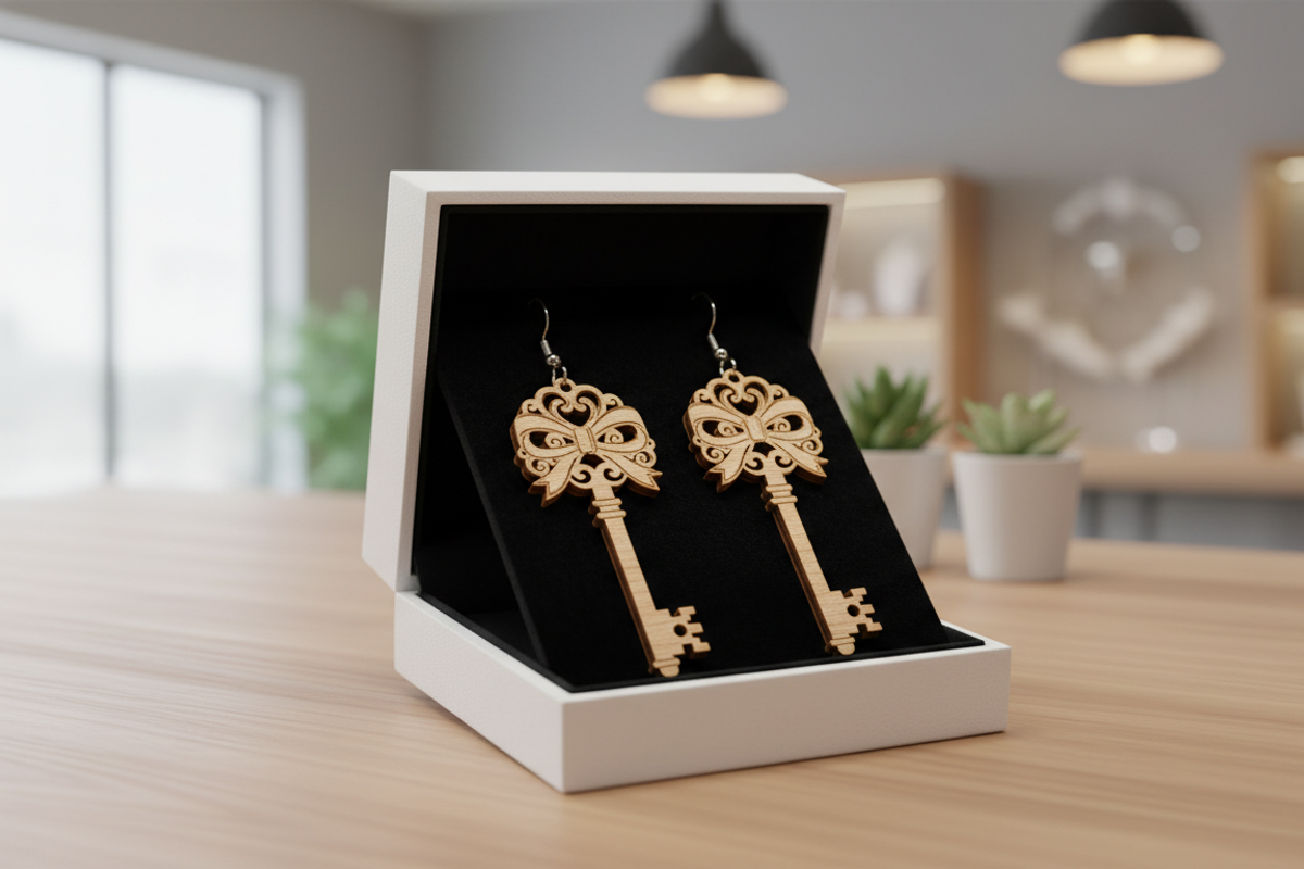 Modern Laser Cut Wooden Earring, an Object Graphic by Designer_Momina (Photo 5 of 5)
