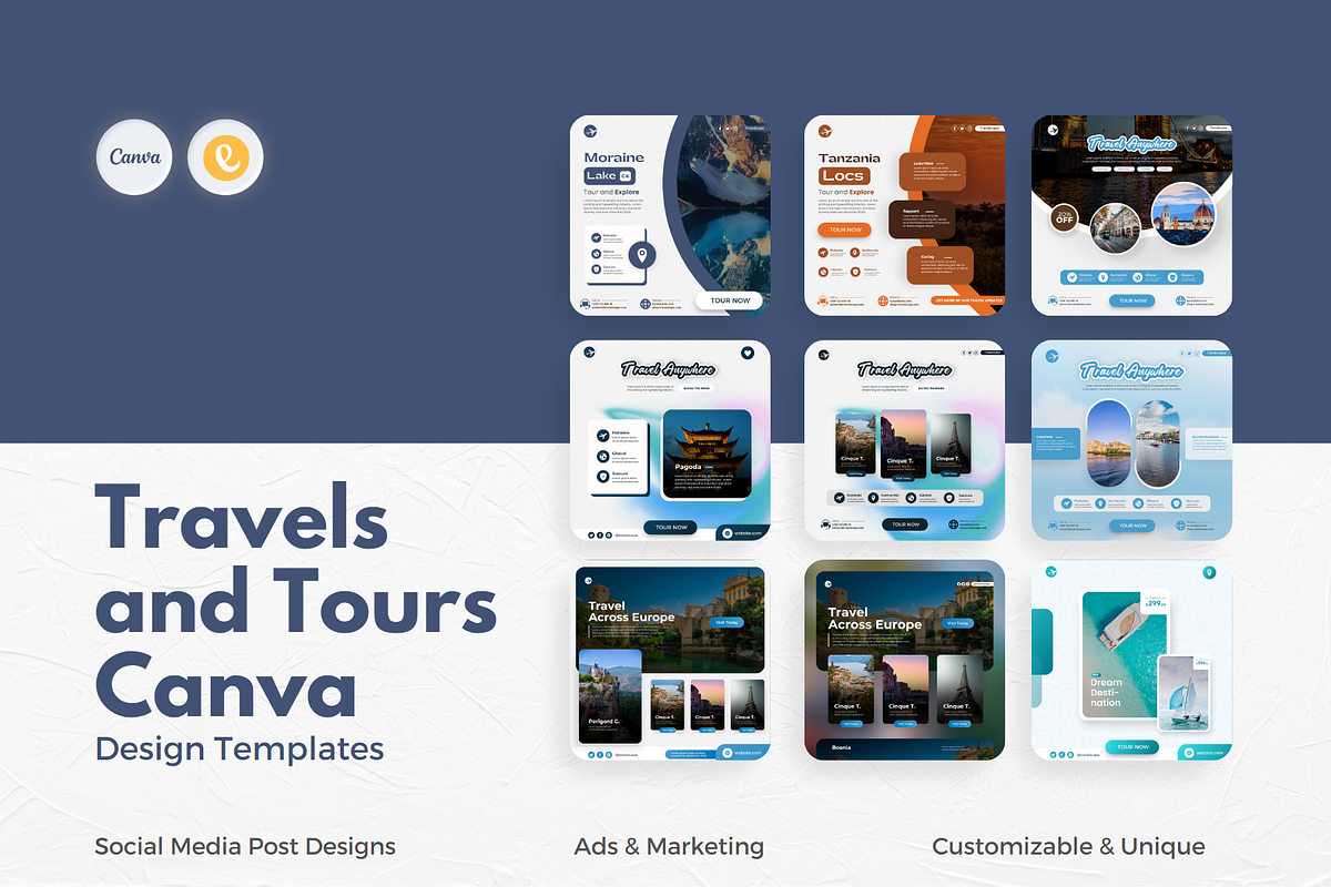 Travels Canva Design Templates, a Social Media Template by Exceptionalways (Photo 4 of 40)