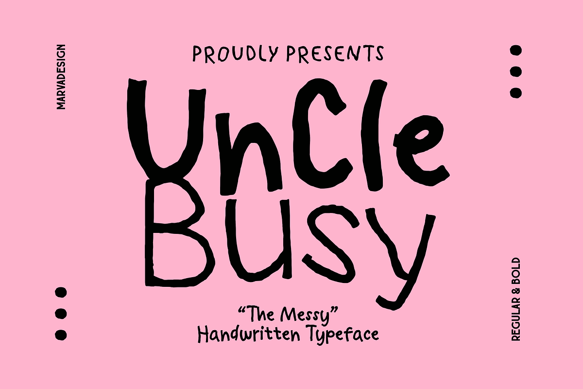 Uncle Busy - Messy Handwritten, a Handwritten Font by Marvadesign (Photo 1 of 9)