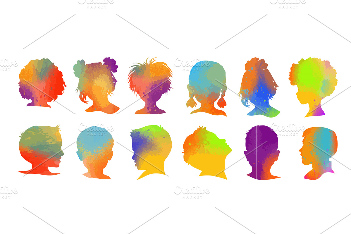 Set of colored silhouettes of people, a Person Illustration by Nenahliadava Design