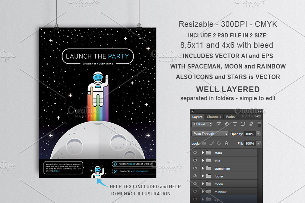 Space Party Flyer, a Flyer Template by Manudesign