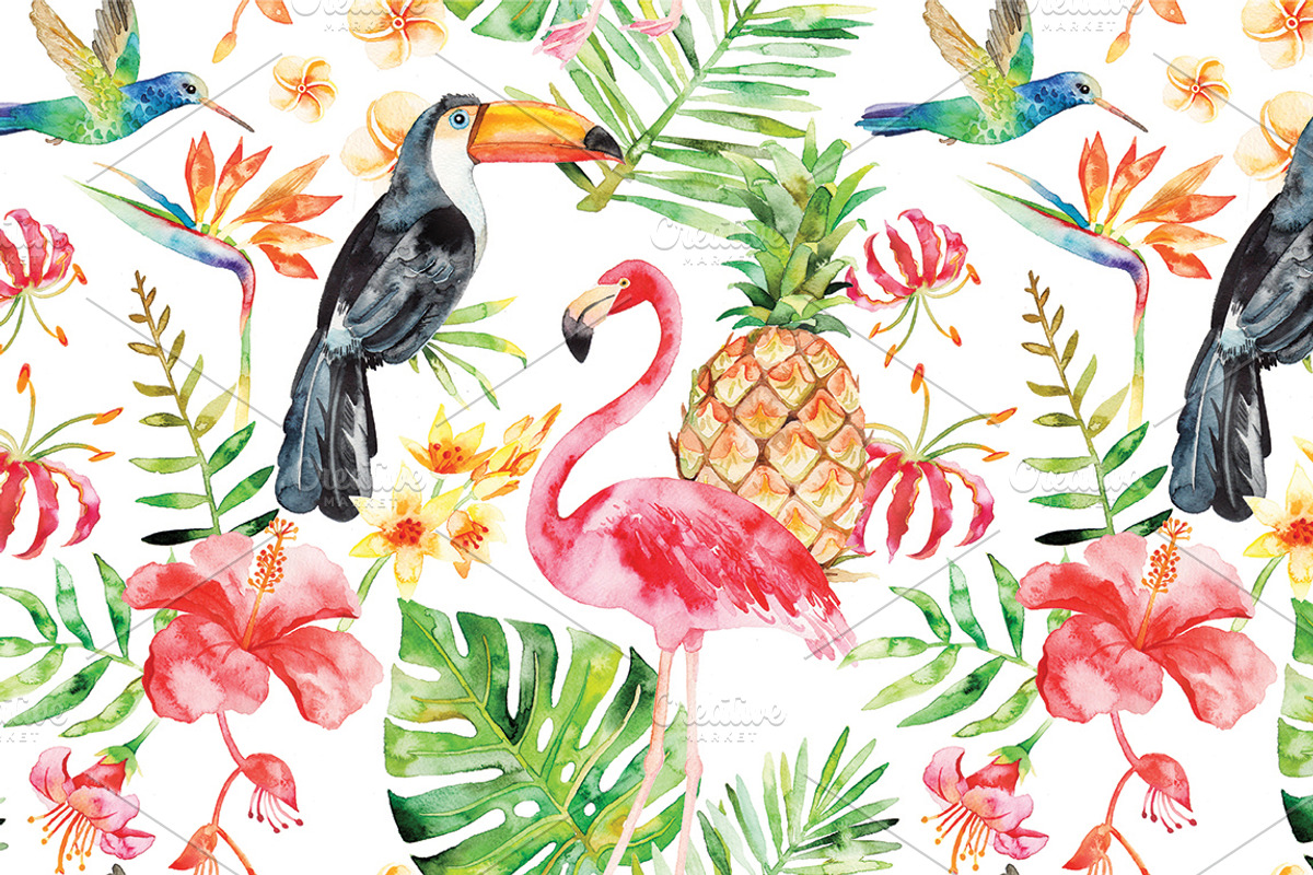 Watercolor tropical set, an Illustration by artnLera (Photo 2 of 3)