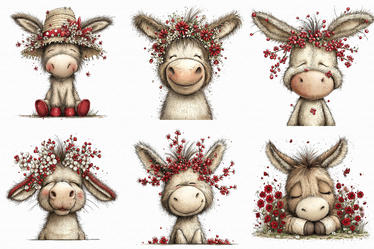 Whimsical Spring Donkey Clipart, an Illustration by Libby Wishes (Photo 7 of 7)