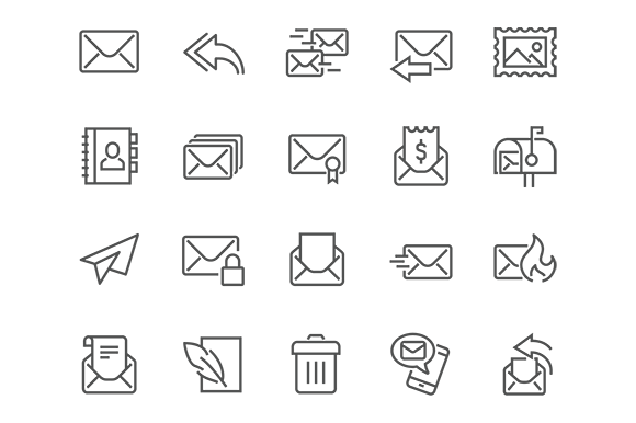 Line Mail Icons, an Outline Icon by Davooda