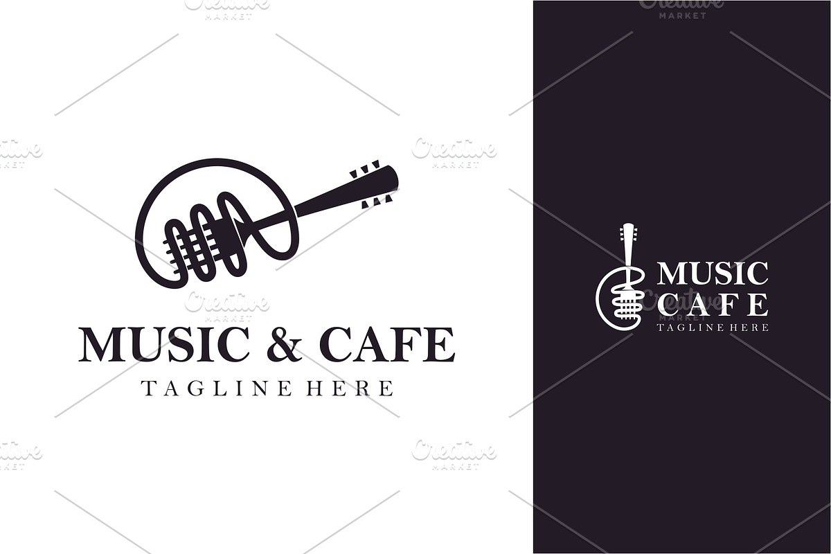 Cafe music logo. music band logo, a Branding & Logo Template by jundio studio