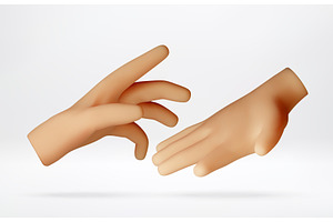 Two 3D hands reaching towards each, an Object Illustration by Abscent
