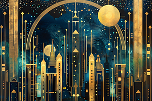 Art Deco Cityscape Night