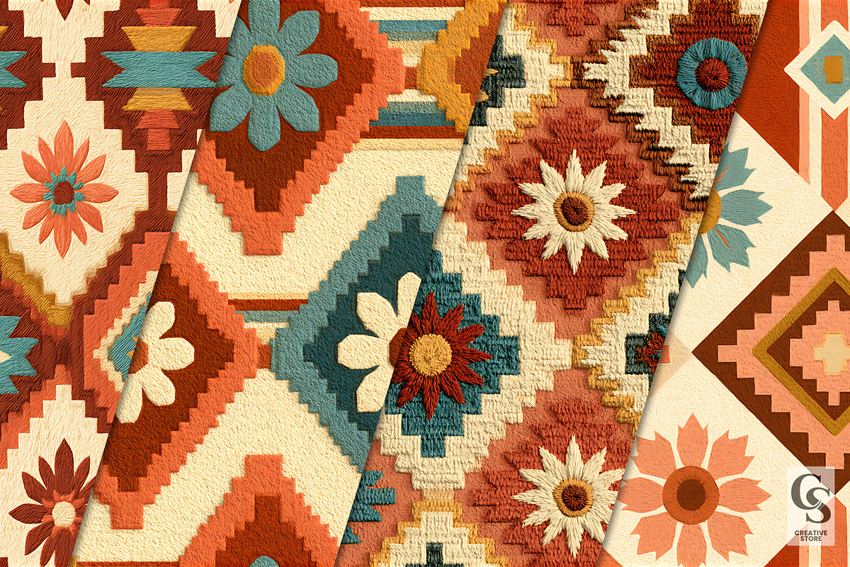 Retro Southwest Seamless Patterns, a Pattern Graphic by Creative Store (Photo 2 of 5)
