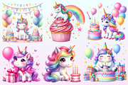 Unicorn Birthday Watercolor Clipart., a Graphic by CitraGraphics (Thumbnail 2 of 4)