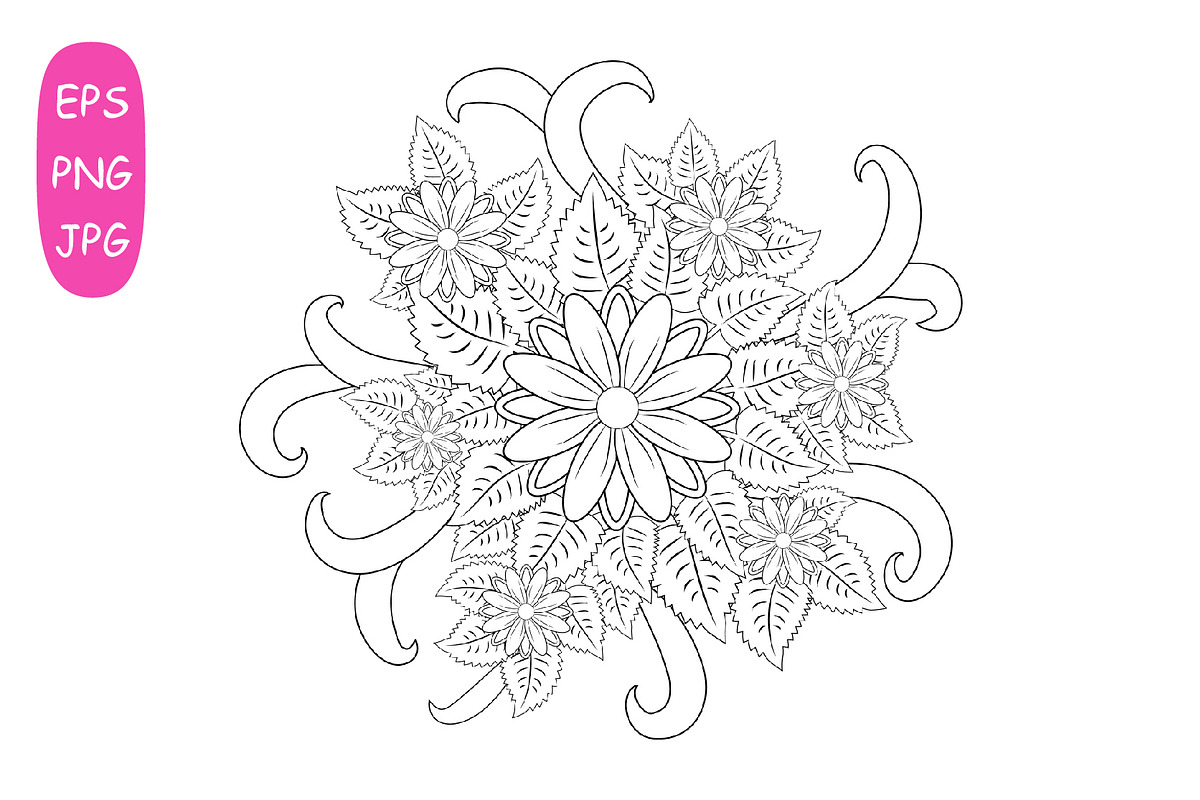 Flower Mandala: 5 Adult Coloring 3, a Poster Template by Michiru13 (Photo 5 of 6)