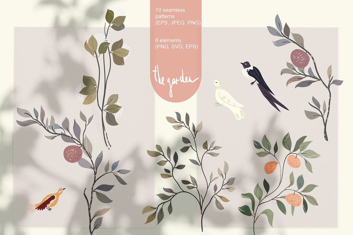 Bird garden seamless vector +clipart, a Pattern Graphic by PatternsBlooming (Photo 6 of 9)