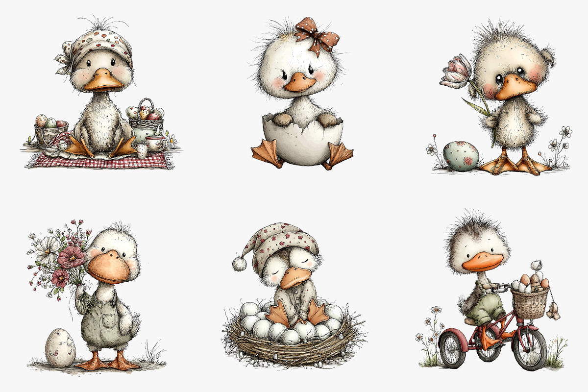 Whimsical easter duck clipart, an Illustration by CreationArt (Photo 3 of 5)