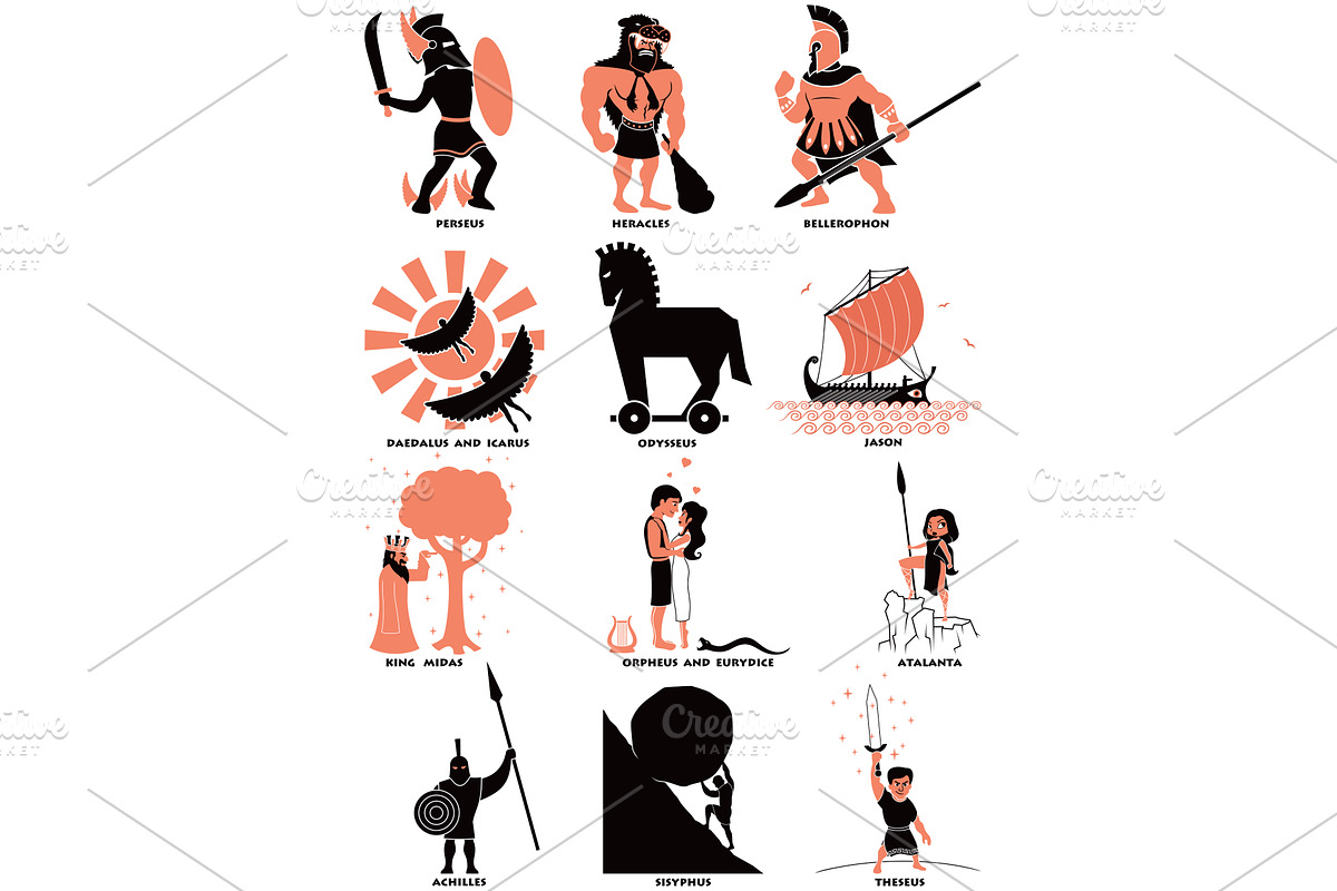 Greek Mythology Heroes, an Object Illustration by Malchev