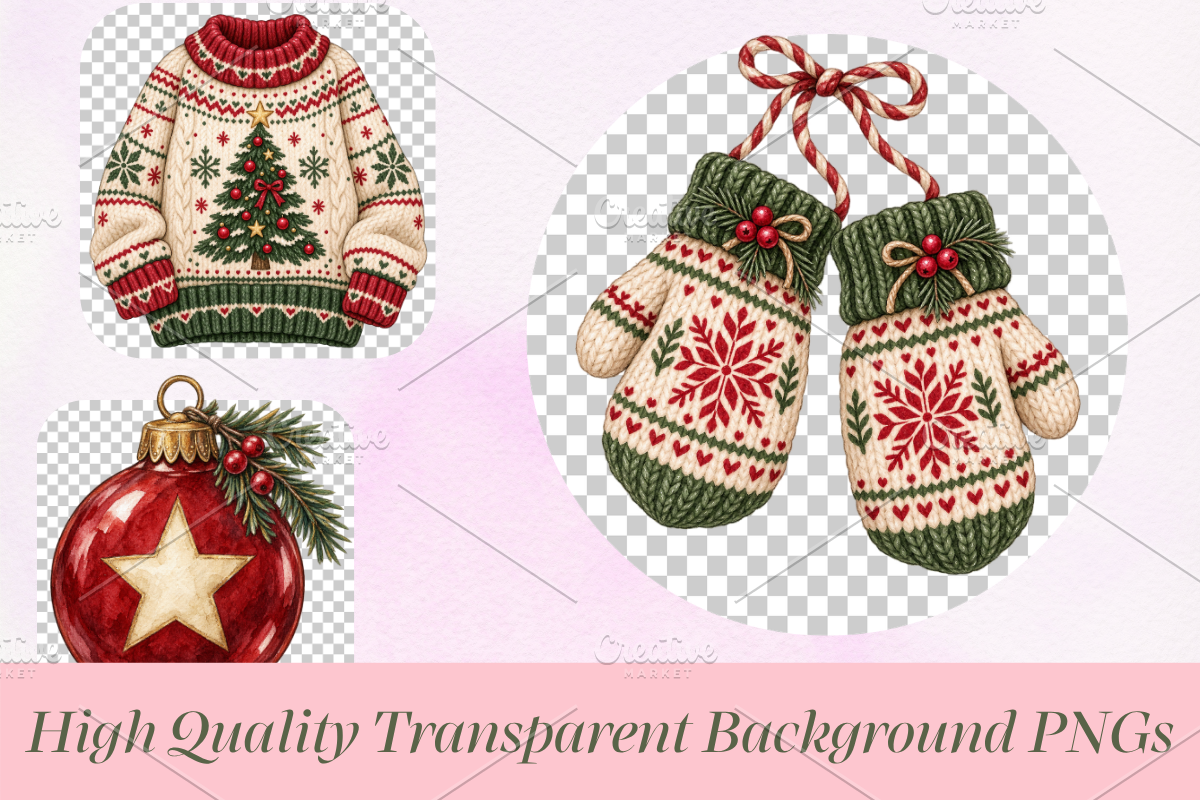 Cute Christmas Decor Cliparts Vol-2, a Seasonal Illustration by Ink Gallery (Photo 4 of 9)