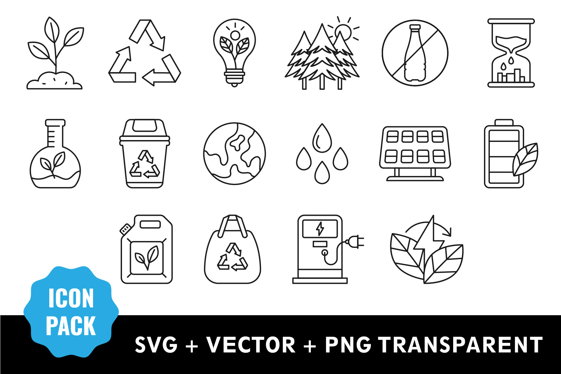 Ecology line art icon bundle svg | Creative Market