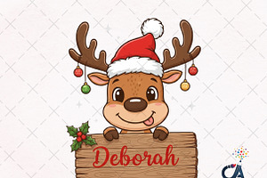 Funny Christmas Reindeer With Sign P, an Illustration by Creative Art