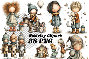 Storybook Nativity kids Clipart, an Illustration by one-touch