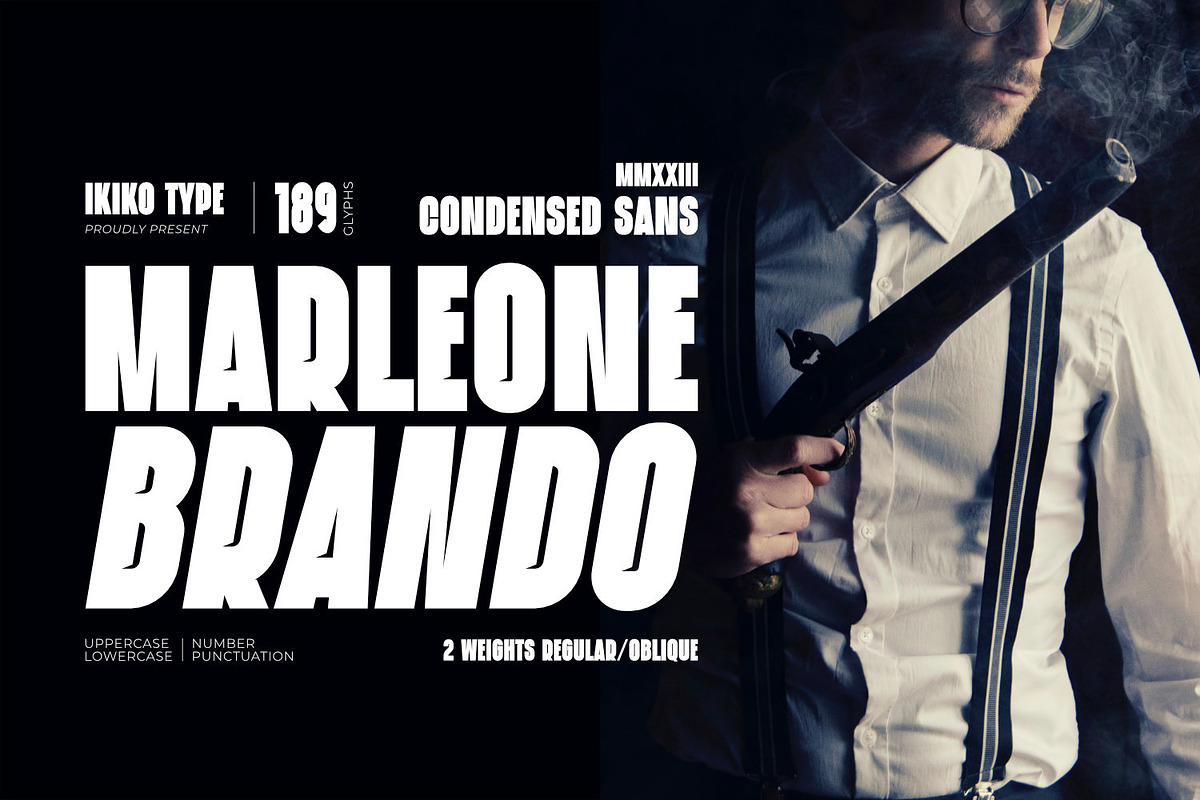 Marleone Brando - Condensed Sans, a Sans Serif Font by ikiiko (Photo 1 of 7)