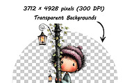 Whimsical Peeking Girl Clipart, an Illustration by one-touch (Thumbnail 6 of 12)