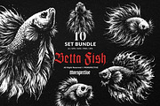 10 Bundle Dark Art Betta Fish, an Illustration by Morspective (Thumbnail 1 of 7)