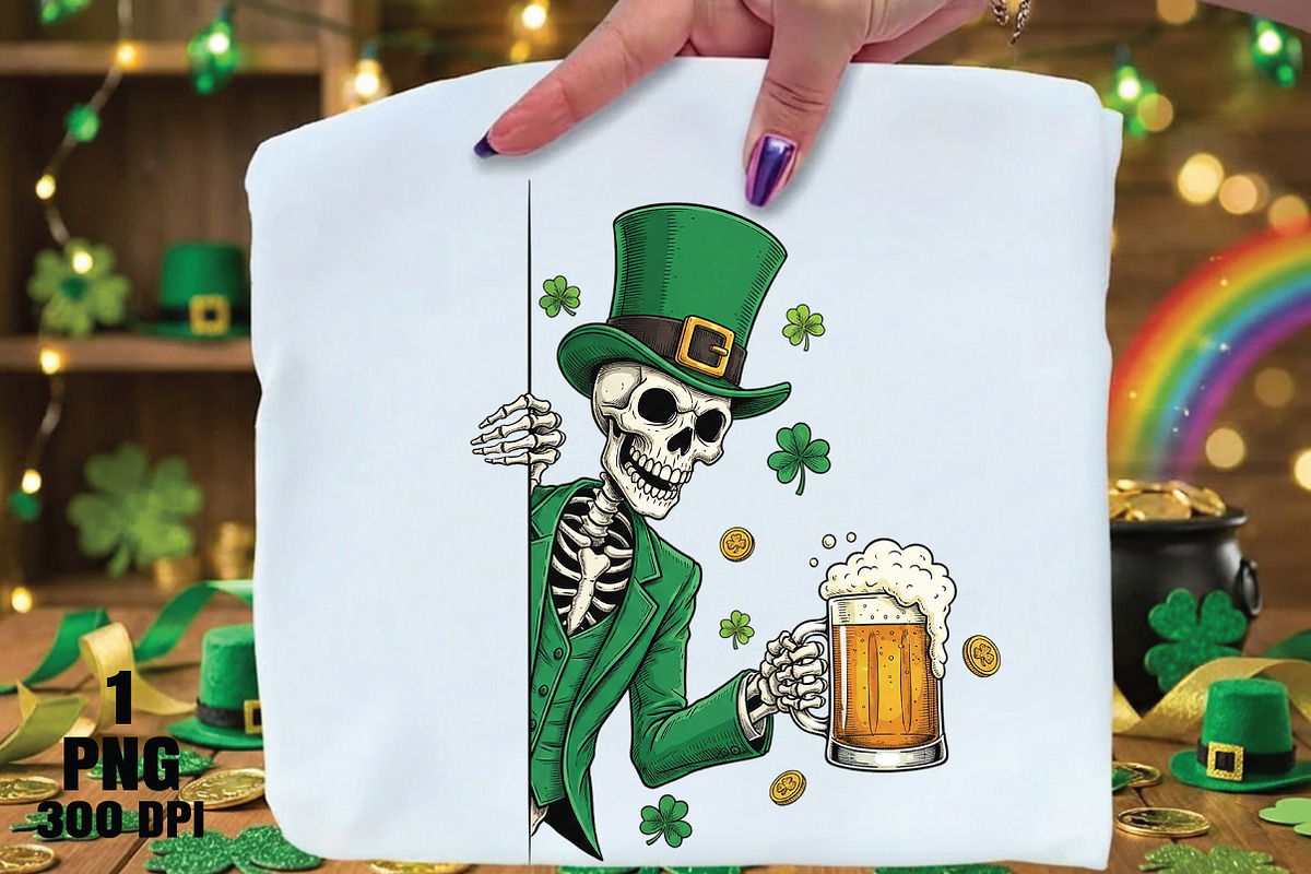 St Patrick’s Day Skeleton PNG, an Illustration by Daily.Designs (Photo 1 of 5)