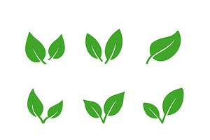 Set glyph icons of eco leaf, a Solid Icon by motorama
