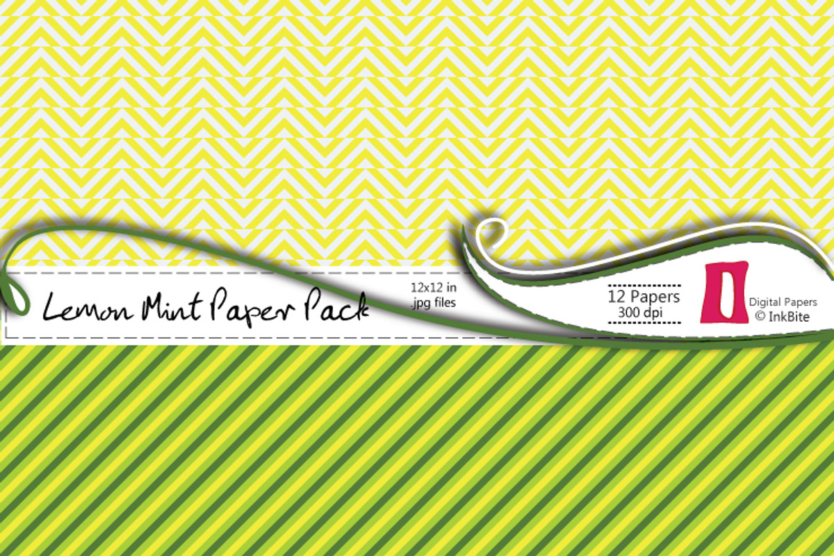 Lemon Mint Digital Paper Pack preview 4