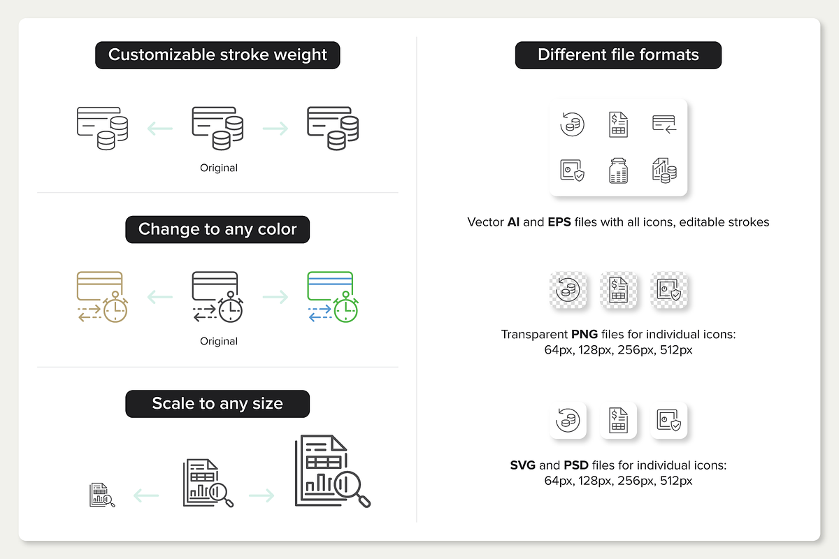 200 Finance & Business Icons, an Outline Icon by Nadiinko (Photo 3 of 3)