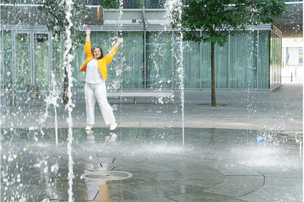 Happy curvy woman in city, a Nature Photo by Neirfy
