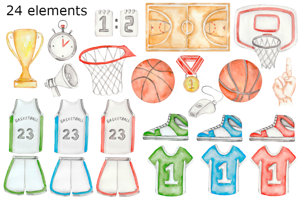 Basketball watercolor clipart, a Graphic by GoodFairyClipArt