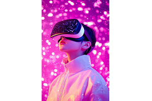 Asian Woman Immersed in Virtual, a Technology Photo by Lermont51