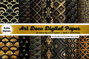 26 Art Deco Digital Paper, an Illustration by HubbaDigitals