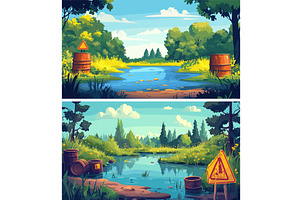 Poison toxic pollution lake with, an Object Illustration by Valerie Bodnar