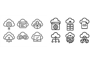 Collection of cloud computing icons, a Technology Illustration by ZinetroN