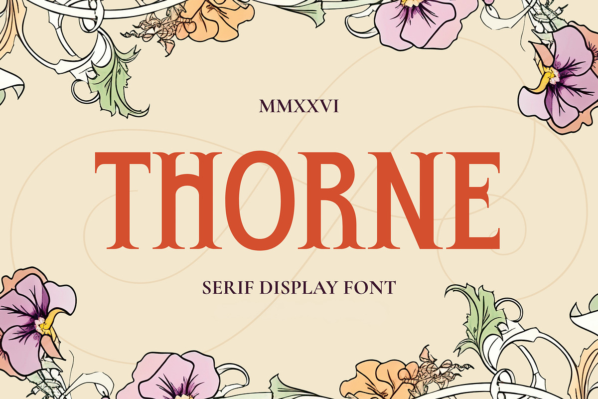 Thorne - Mystical Serif Display, a Serif Font by Imoodev (Photo 1 of 7)