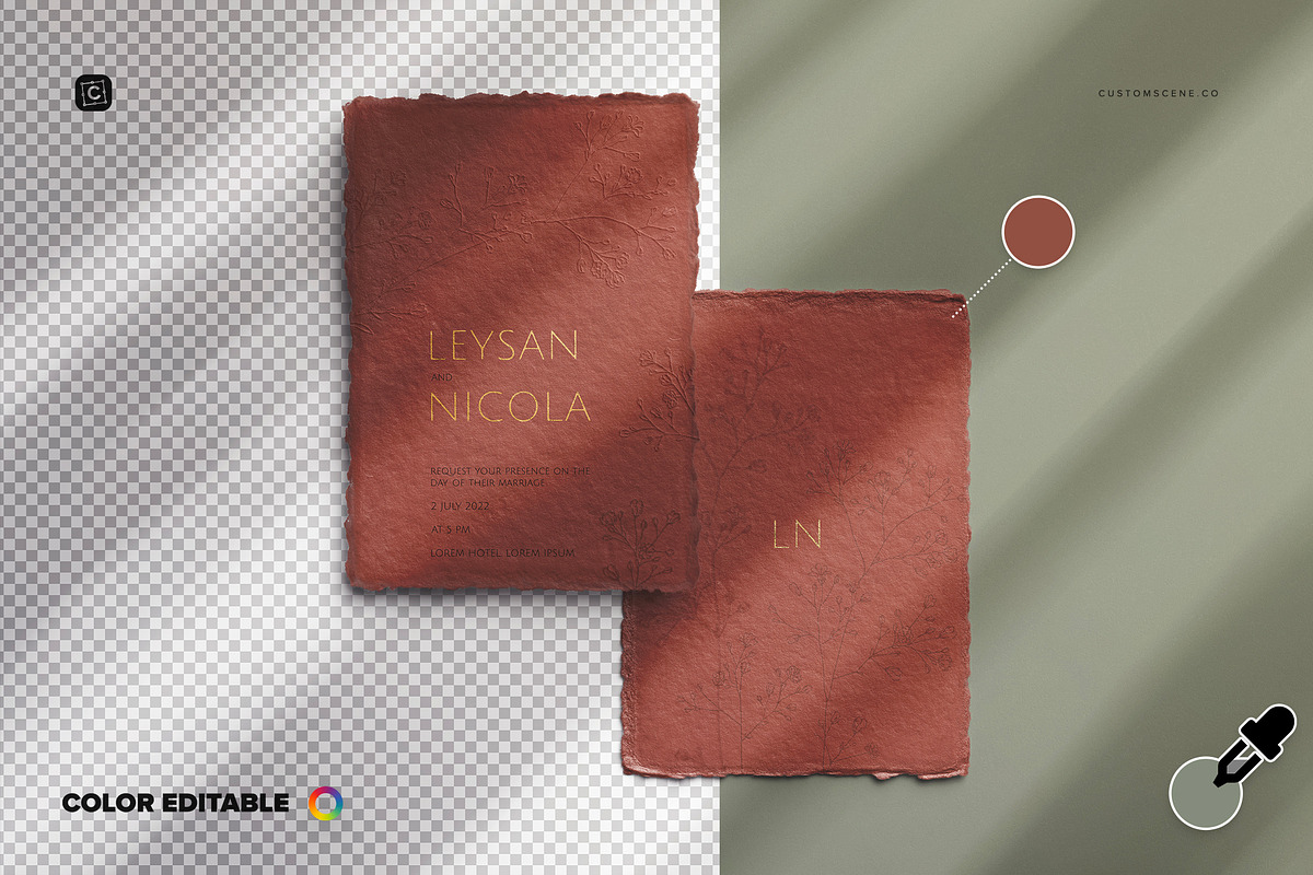 Handmade Paper Deckle Edge Card Set, a Mockup by Custom Scene (Photo 6 of 9)