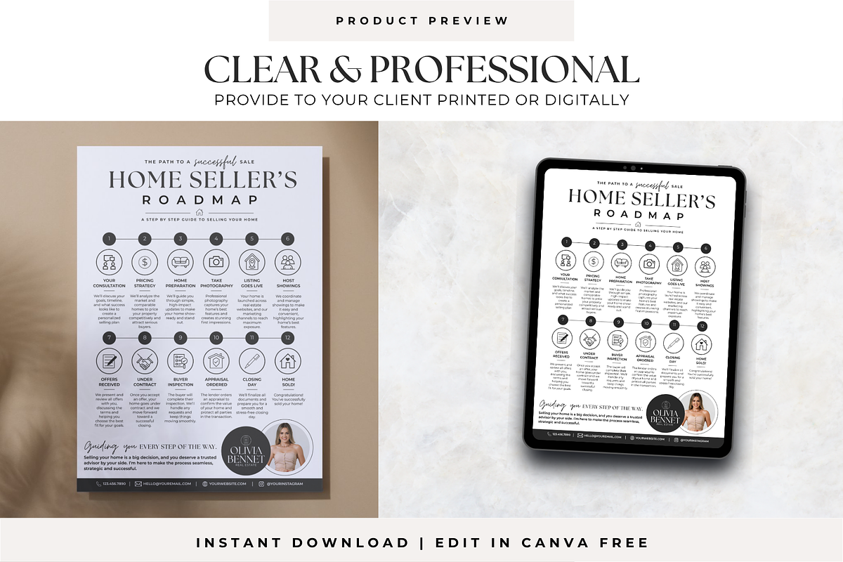 Home Seller Roadmap Canva Template, a Flyer Template by BrandhavenStudio (Photo 3 of 8)