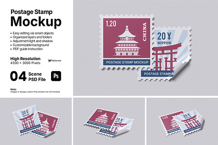 Postage Stamp Mockup Bundle Set