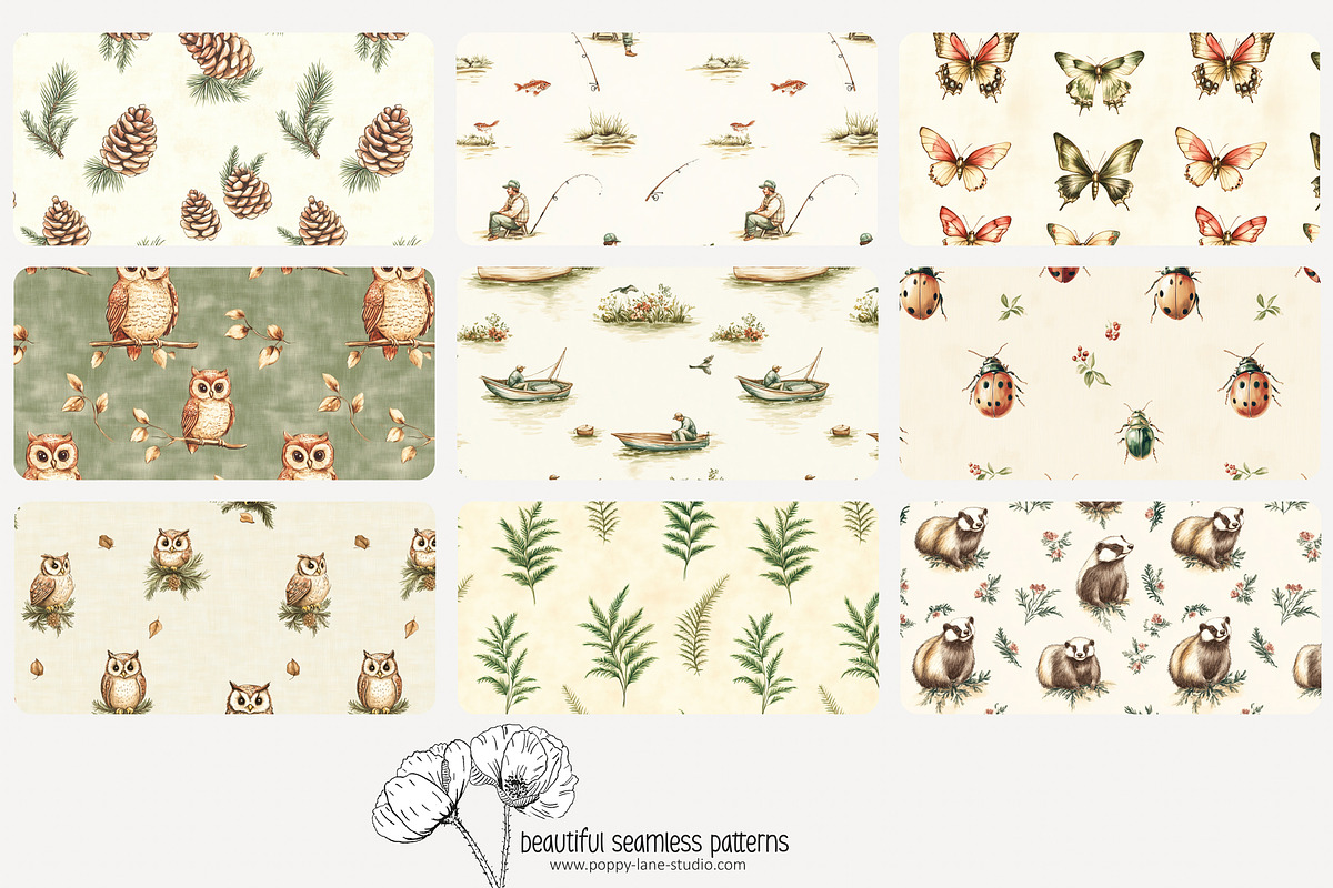 70 vintage hunting seamless pattern, a Pattern Graphic by Poppy Lane Studio (Photo 8 of 10)