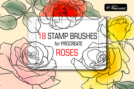 Rose flowers procreate stamp brushes