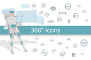 360 Virtual Reality Icons in Vector, an Outline Icon by Plaid4You (Thumbnail 1 of 6)