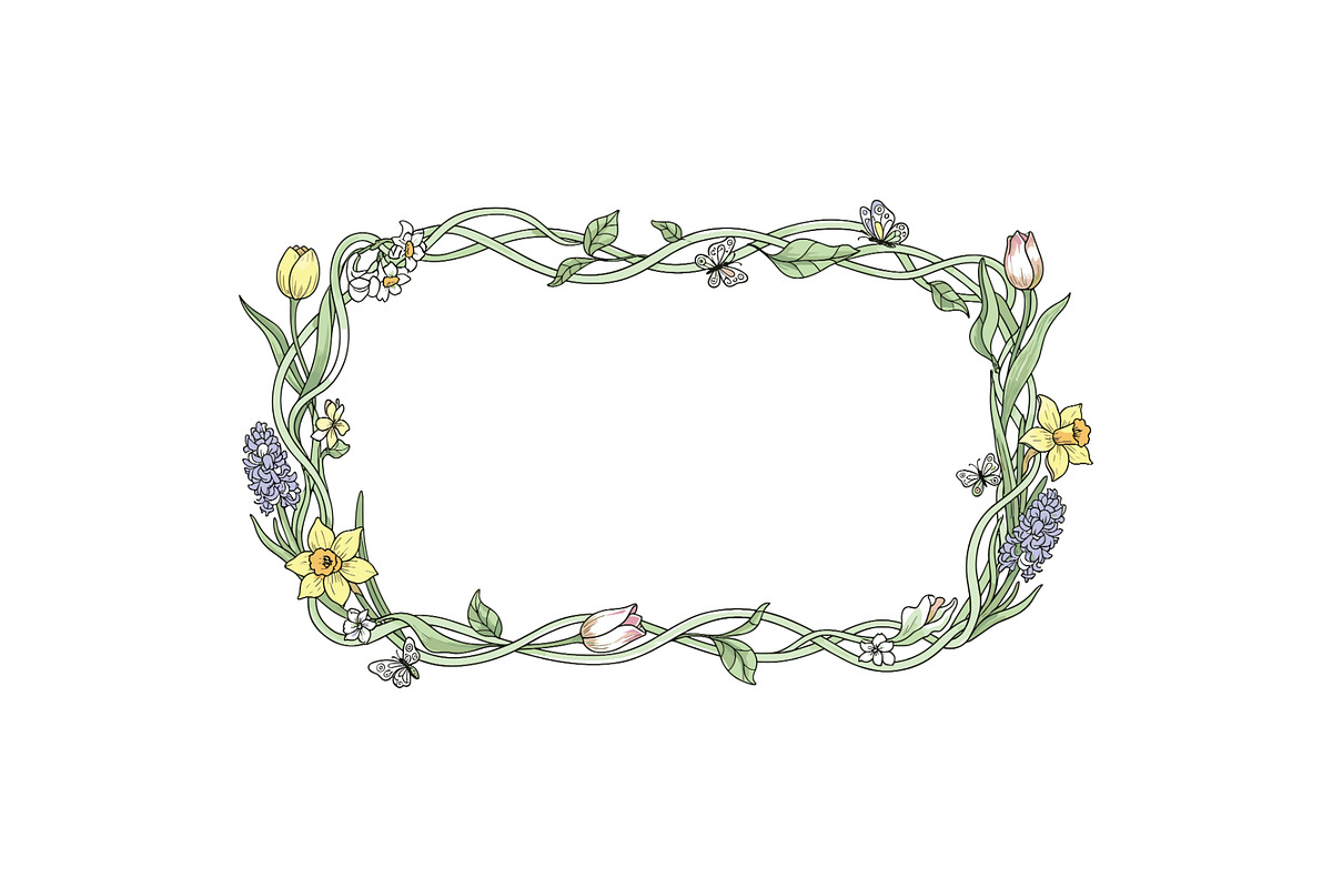 Easter Floral Botanical Frame Bundle, an Object Illustration by Designer_Momina (Photo 10 of 14)