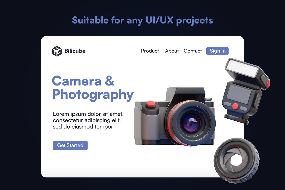 20 Photography 3D Icon Set, an Object 3D Model by Bilicube Studio (Photo 4 of 6)