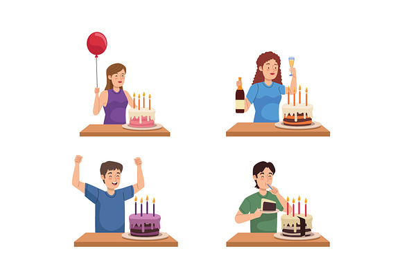 Birthday Celebration Character Set preview 2